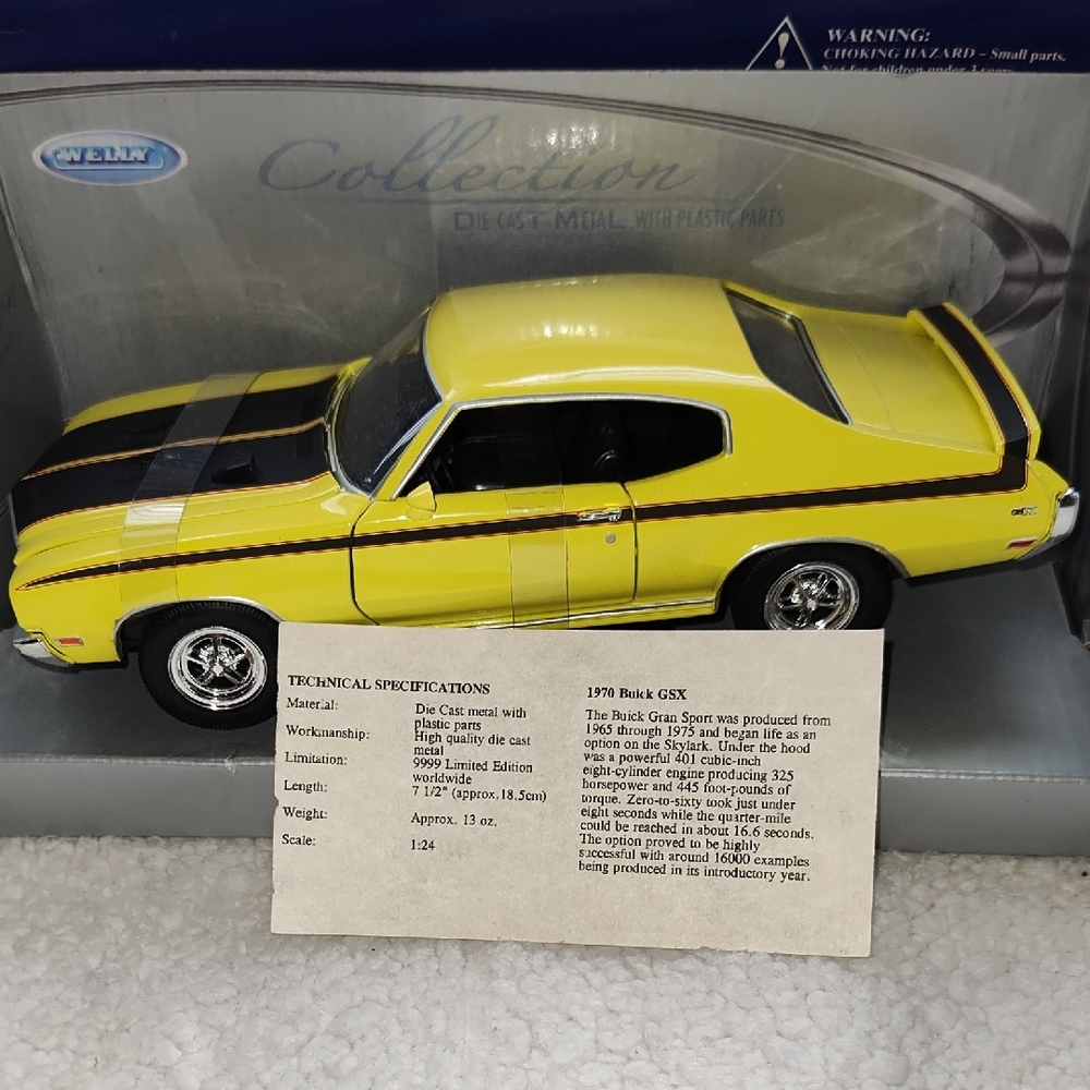 Yellow Die-Cast Model Car with Black Stripes